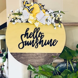 Summer Front Door Decor, Welcome Door Hanger, hello Sunshine Door Sign, Summer Front Door Wreath, Hello Sunshine, Summer Welcome