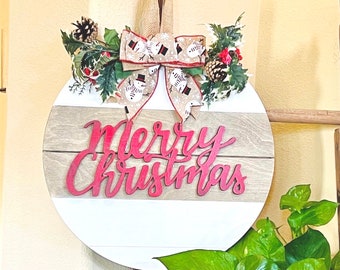 Merry Christmas Door Sign, Welcome Christmas Door Decor, Christmas Door Hanger, Welcome Wreath, Christmas Gift