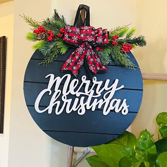 Merry Christmas Porch Banner, Striscione per Porta di Natale Esterno 180x30cm Cartello per Portico Anteriore di Natale per Decorazioni Natalizie per