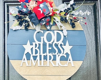 God Bless America Schild, Vaterländischer Türschild aus Holz, 4