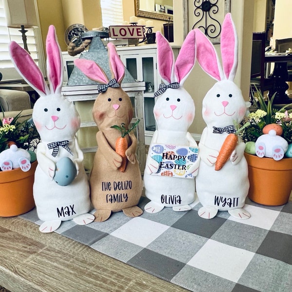 Personalized Easter Bunny,  Bunny With Name Added, Easter Basket Bunny, Custom Easter Bunny, Standing Bunny, Easter Decor