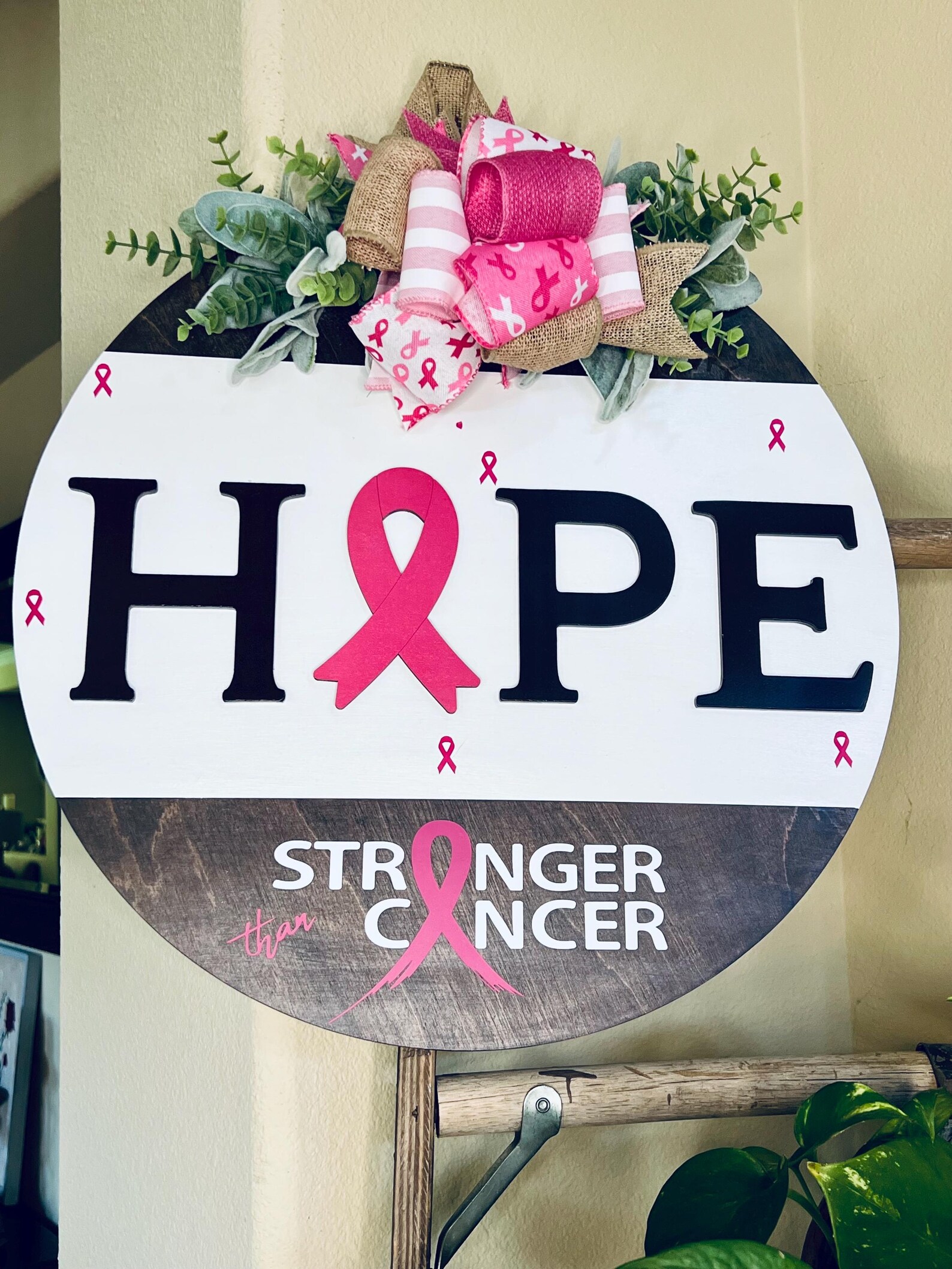 Breast Cancer Door Sign, Breast Cancer Hanger, Breast Cancer Gift ...