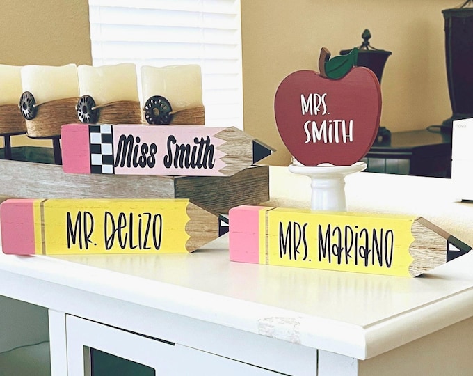 Personalized Teacher Pencil, Teacher Gift, Classroom Personalized Decor, Teacher Name Plate, Teacher Appreciation