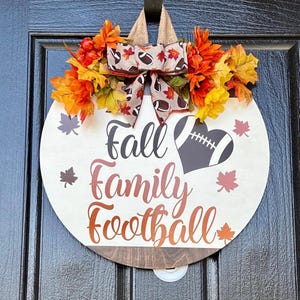 Front Door Decor, Fall, Family, Football Door Hanger, Fall Welcome Sign, Football Door Wreath