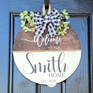 Personalized Front Door Decor, Personalized Welcome Door Sign, Farmhouse Door Hanger, Front Door Wreath