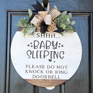 Baby Sleeping Sign, Front Door Do Not Knock, Newborn Baby Sign, Baby Shower Gift, Wooden Baby Sign