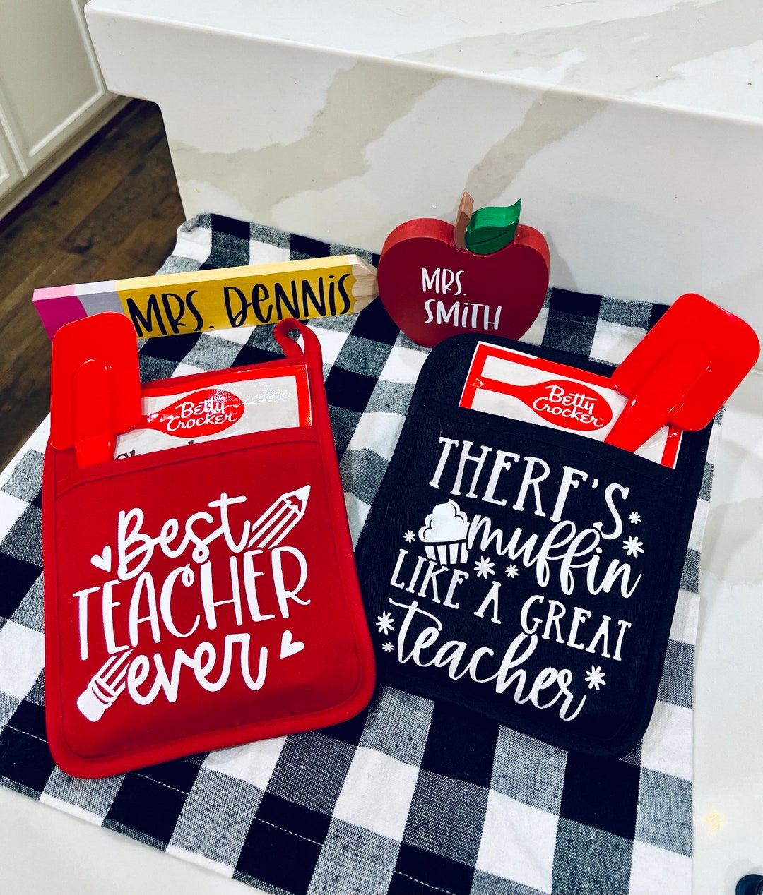 Teacher Pot Holder Gift, Custom Oven Mitt, Teacher Appreciation