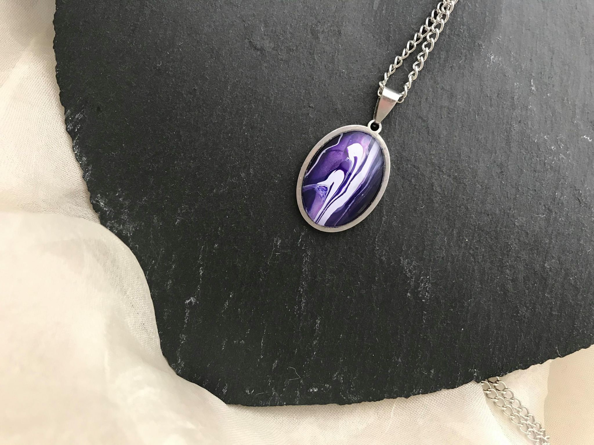 Violet Necklace Violet Pendant Purple Pendant Necklace Etsy UK