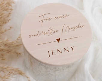 Vorratsglas mit Holzdeckel 530ml - mit deiner WUNSCHGRAVUR - verschiedene Schriftarten