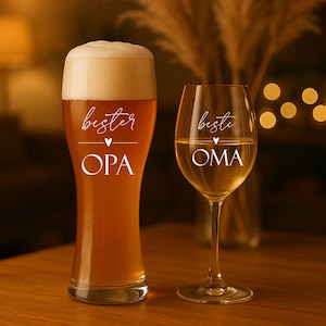 Wheat beer glass / wine glass set by Leonardo - best grandma, best grandpa, gift, family gift idea