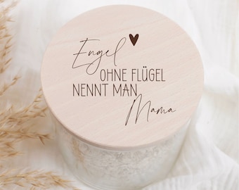 Vorratsglas 880ml mit Holzdeckel - Engel ohne Flügel nennt man Mama