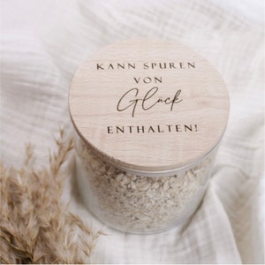 Vorratsglas 880ml mit Holzdeckel Kann Spuren von Glück enthalten Bild 1