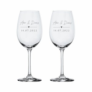 Wedding - Wine glass set by Leonardo - engraving - with your desired engraving individual text line with heart