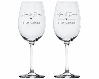 Wedding - wine glass set by Leonardo - engraving - with your desired engraving individual desired text stroke with heart