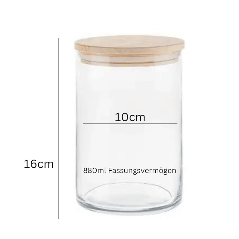 Storage jar with wooden lid 880ml with bouquet of flowers and desired text various sizes image 5