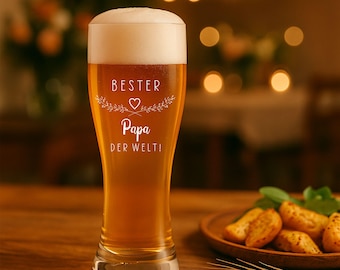 Leonardo Weizenbierglas mit Gravur – Bester Papa, Opa, Onkel, Patenonkel, Chef, Freund, Schwiegerpapa der Welt – Geschenk zum Vatertag, Mann