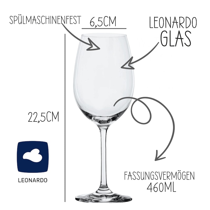 Leonardo wine glass engraving with your very own personal text and heart image 10