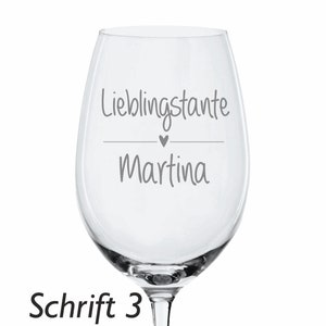 Leonardo wine glass engraving with your very own personal text and heart Schrift 3 - A