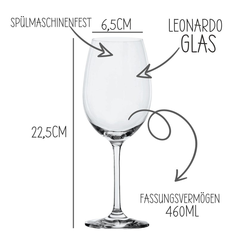 Weinglas Leonardo Schön, dass es dich gibt mit Wunschtext Bild 3