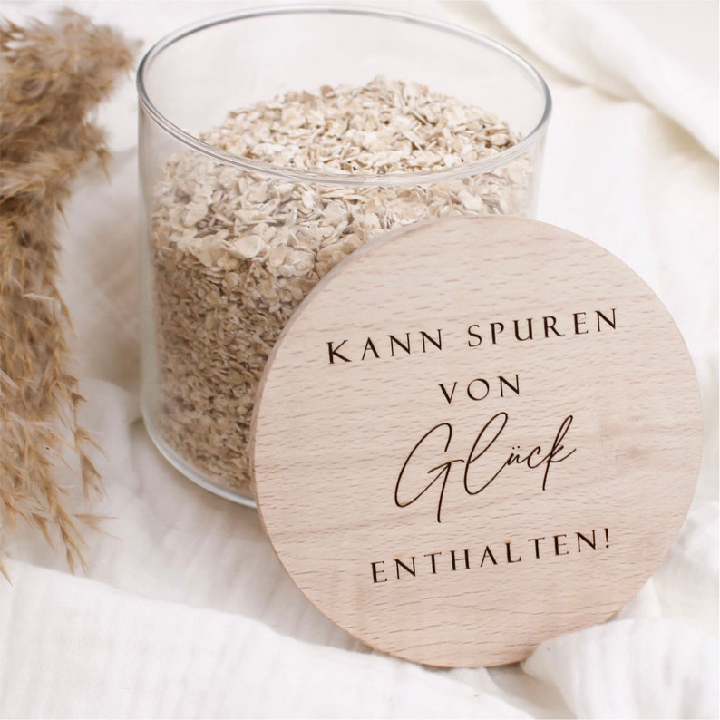 Vorratsglas 880ml mit Holzdeckel Kann Spuren von Glück enthalten Bild 3