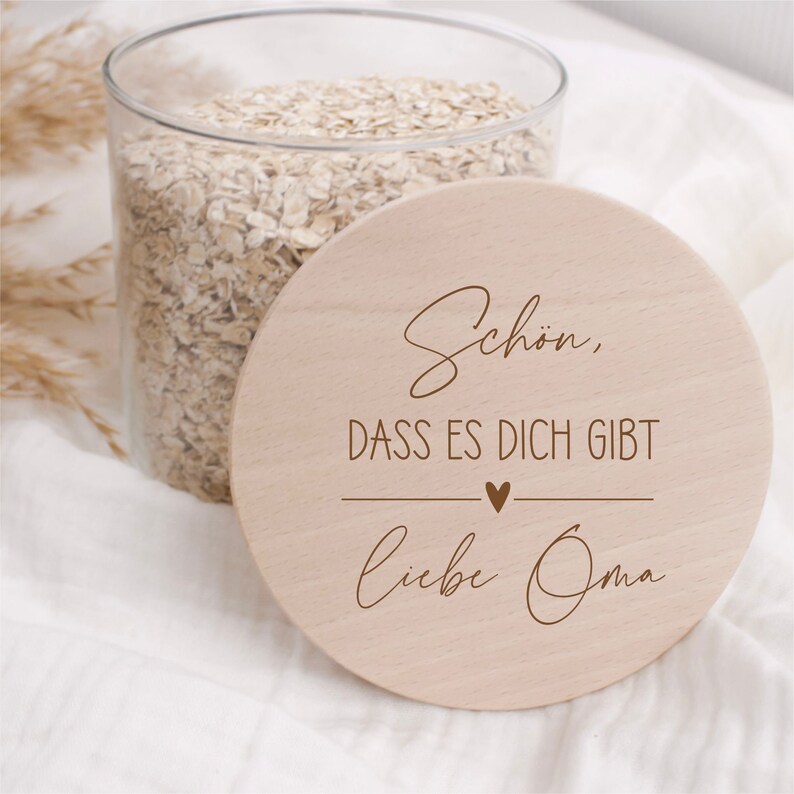 Vorratsglas mit Holzdeckel 880ml Schön, dass es dich gibt mit Wunschtext verschiedene Größen Bild 4