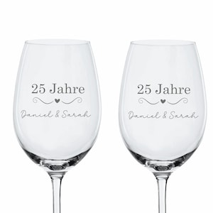 Silberhochzeit 25 Jahre - Weinglas Set von Leonardo - Gravur - mit deiner Wunschgravur individueller Wunschtext