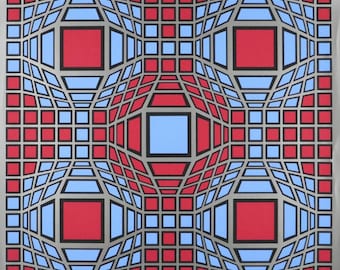 Vasarely, Victor - Assinado à mão. Litografia.