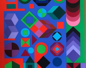 Vasarely, Victor - Assinado à mão. Litografia.
