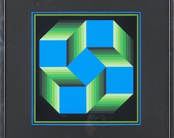 Vasarely, Victor - Assinado à mão. Litografia.