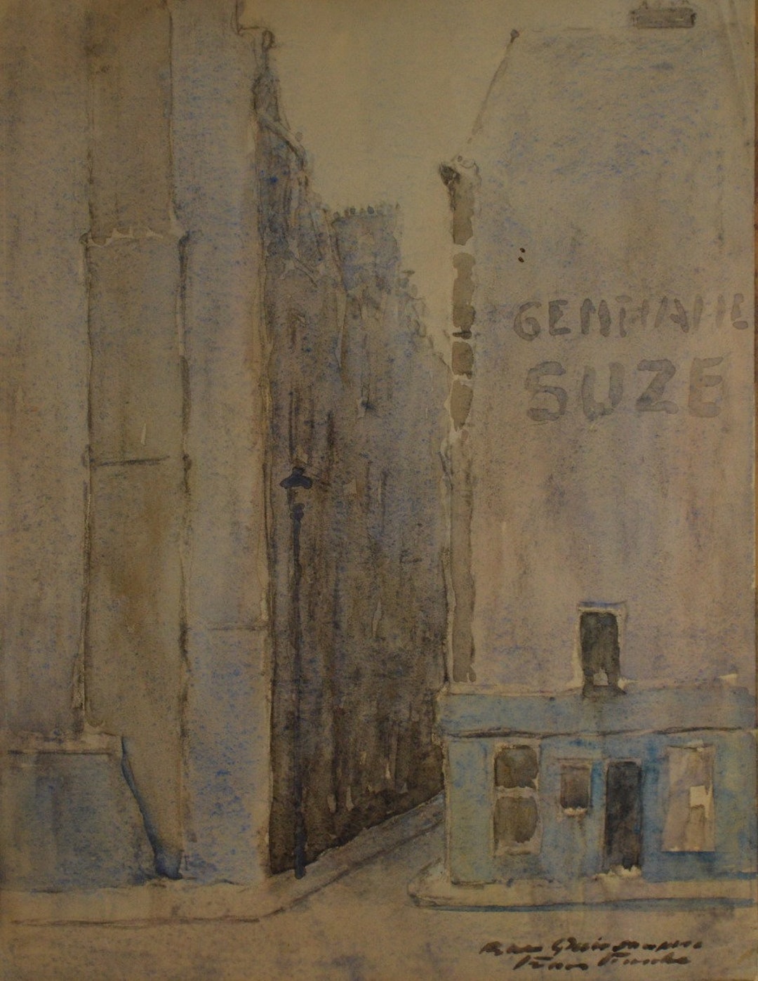 水彩画(作者不明) 作者不明 / 判読不能 - 水彩画 - 直筆サイン入り - Etsy 日本