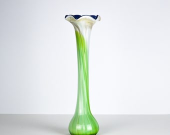 Murano Flower Vase Glass Blue Green Sixties