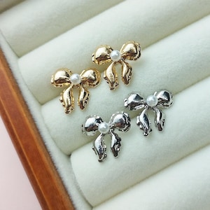 Gold & Silver Bow Stud Earrings: Hypoallergenic, Sensitive Ears