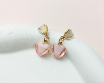 Light Pink Heart Earrings: Hypoallergenic Studs for Sensitive Ears