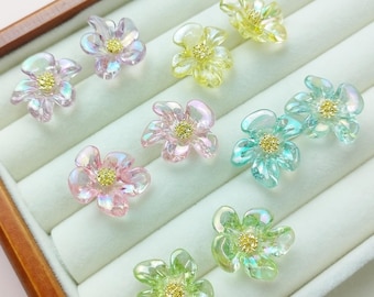 Colorful Resin Flower Stud Earrings: Hypoallergenic Plastic Posts