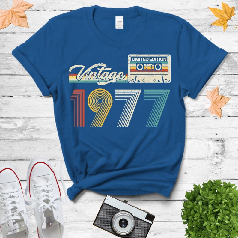 Vintage 1977 Shirt 44th Retro Style 44th Vintage Birthday Gifts For Him 1977 Cassette Tape Birthday Gift Limited Edition Shirt For Her