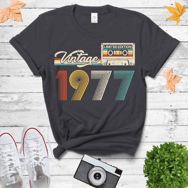 Vintage 1977 Shirt 44th Retro Style 44th Vintage Birthday Gifts For Him 1977 Cassette Tape Birthday Gift Limited Edition Shirt For Her