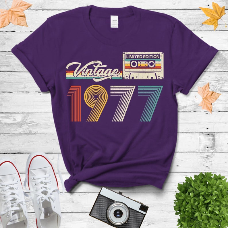 Vintage 1977 Shirt 44th Retro Style 44th Vintage Birthday Gifts For Him 1977 Cassette Tape Birthday Gift Limited Edition Shirt For Her