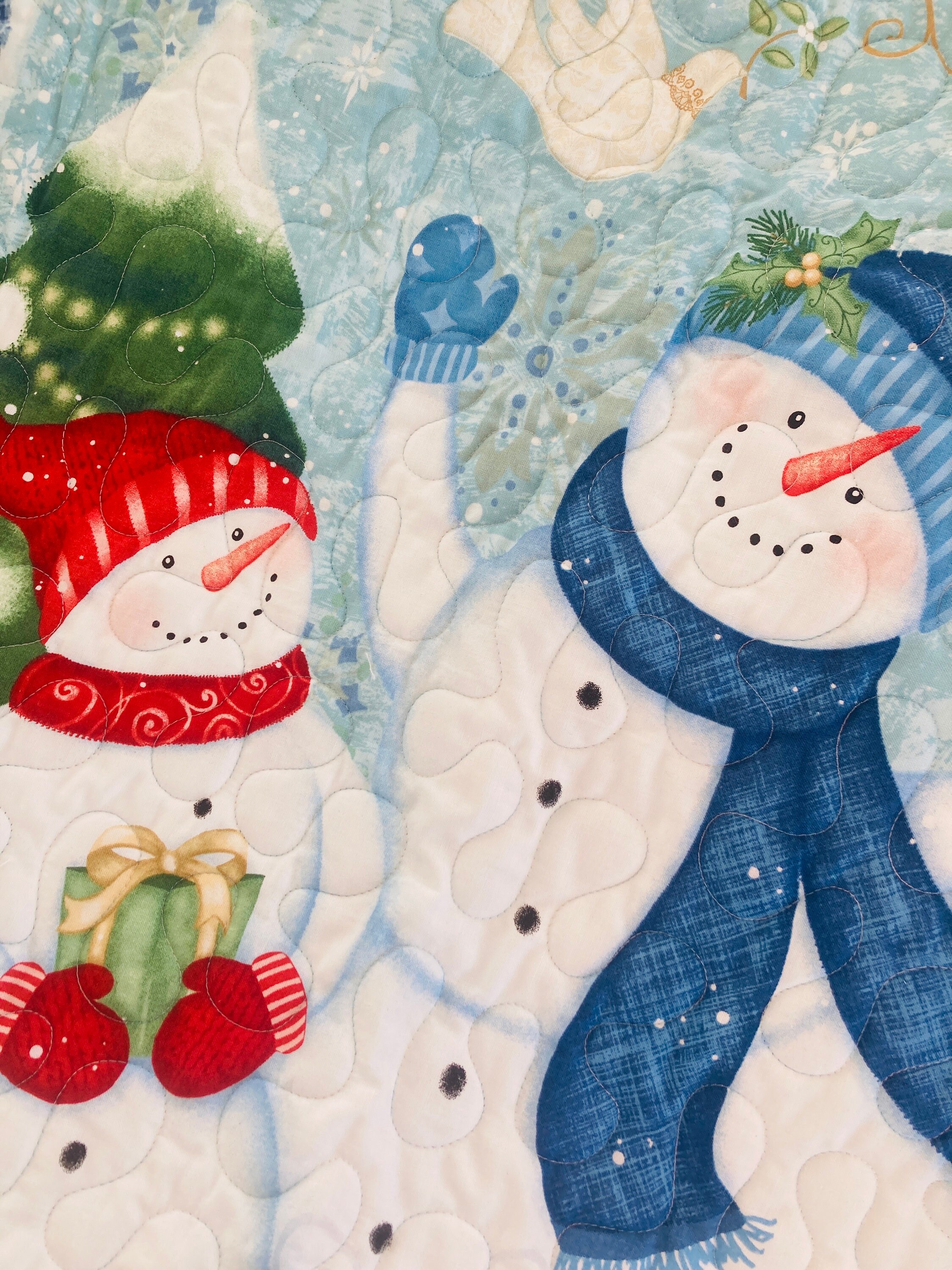 Snowman Quilt, Christmas Lap Blanket, Throw, Holiday Traditions