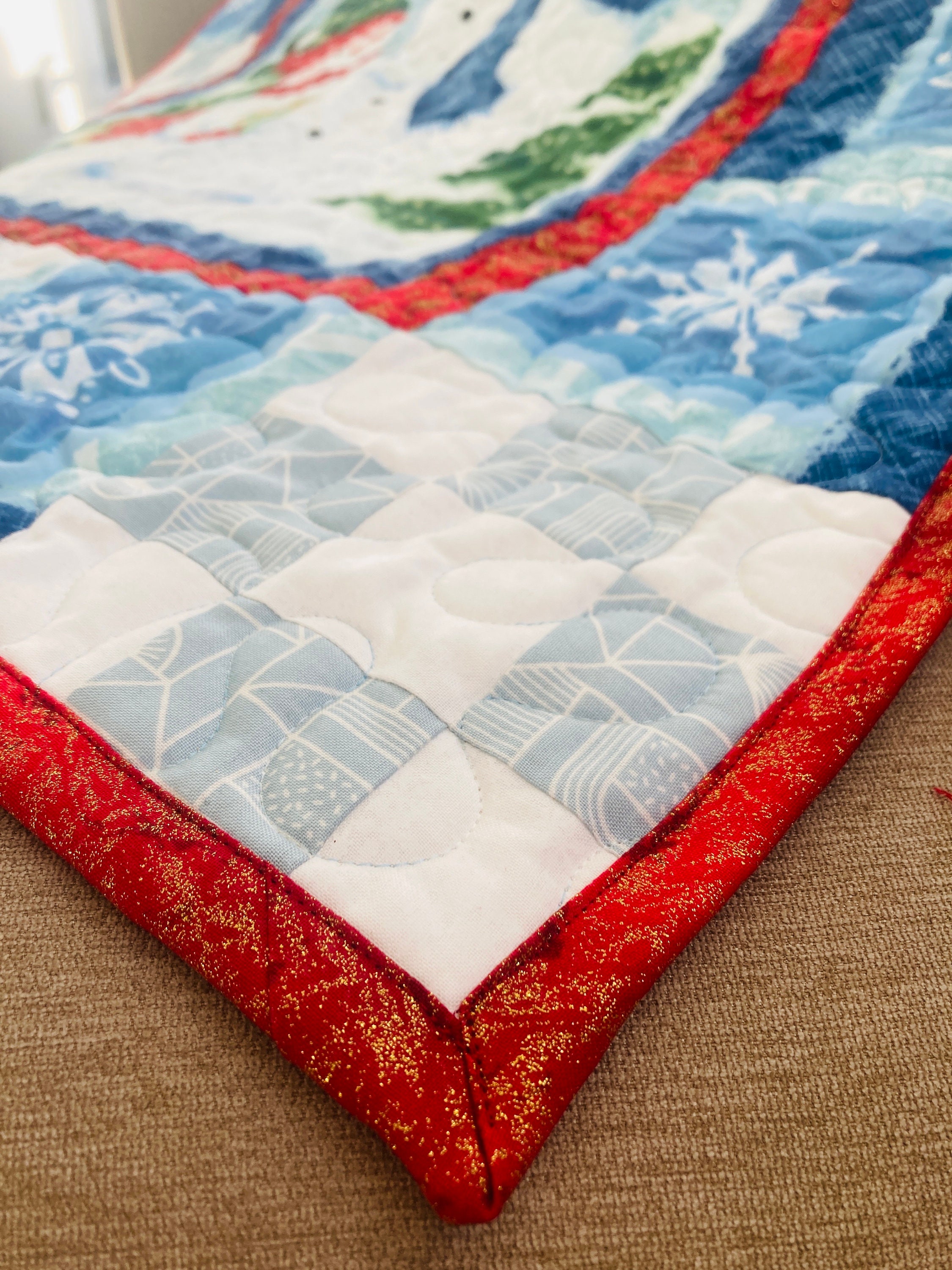 Snowman Quilt, Christmas Lap Blanket, Throw, Holiday Traditions