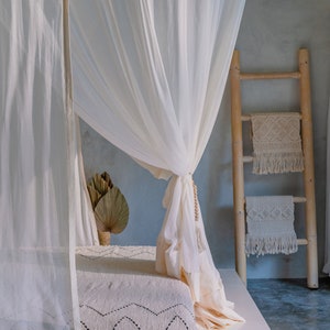 Organic Cotton Bed Canopy for King Size Bed by Bambulah® Handmade in Bali Bedroom Decor Boho Bedding Model 'The Kasna' zdjęcie 7