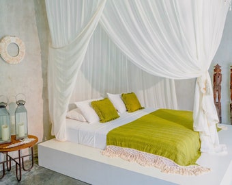 Bed Canopy for King Size bed by Bambulah® - Organic Cotton - Handmade in Bali - Boho Wedding Gift - Bohemian Decor - Model 'The Jaya'