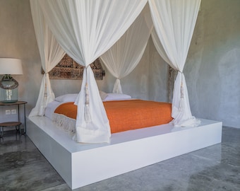 Bed Canopy King Size Bed by Bambulah® - 4 Door Openings - Handmade in Bali - Organic Cotton - Model 'The Kasna 4D'