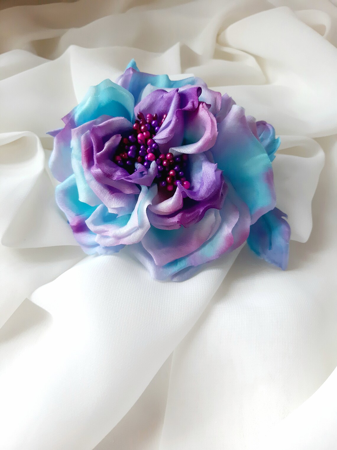 Fabric flower brooch Handpainted brooches Silk flower jewelry Etsy