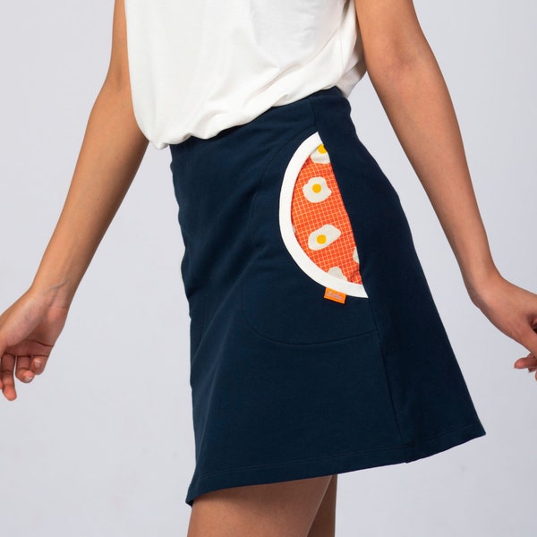 Happy fried egg Mini skirt T-Shirt Dress Loungewear, Good egg Cute slim fit jersey skirt women's