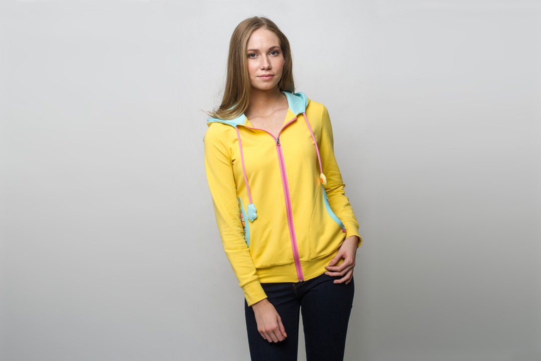Sweat-Shirt Femme - FONDUPIN - Manches Longues - Col à Fermeture Éclair - Jaune Jaune - Prêt-à-Porter