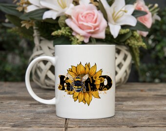 Bee Kind Sunflower & Bumble Bee Ceramic 11oz Mug | Sublimated Mug, Printed Mug, Dishwasher Safe