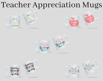 Teacher Appreciation Mugs - Sublimation Printed Ceramic 11oz Mugs with Inspiring Quotes for Educators Teacher Gifts