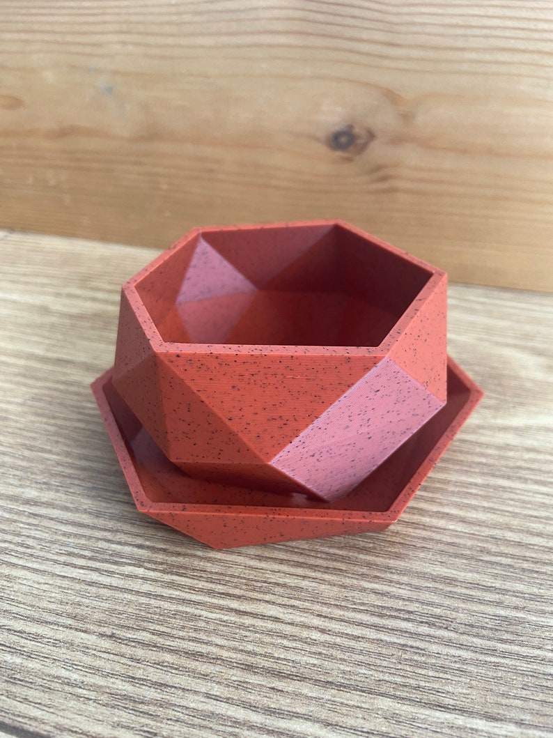 Low Poly Mini Plant Pot With Built In Drainage Tray 3D Printed Planter Succulent Plant Pot Indoor Plant Pot Home Decor image 6