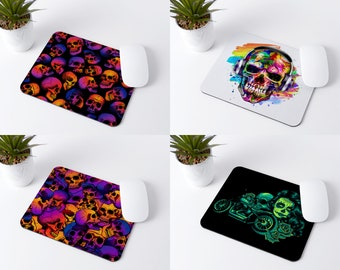 Colourful Printed Skull Gaming Mouse Pads | Non-Slip Base, Mouse Mat, Desk Accessory, Gamer Gift, Gaming Gear, Stylish Mouse Pad, Desk Decor