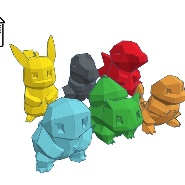Pokemon Keychain Pack STL Files- For 3D Printing - Key Chains STL files - Digital Files